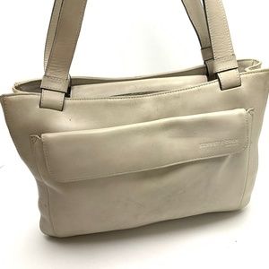 Kenneth Cole New York Ivory Genuine Leather Shoulder Bag Purse Tote Satchel